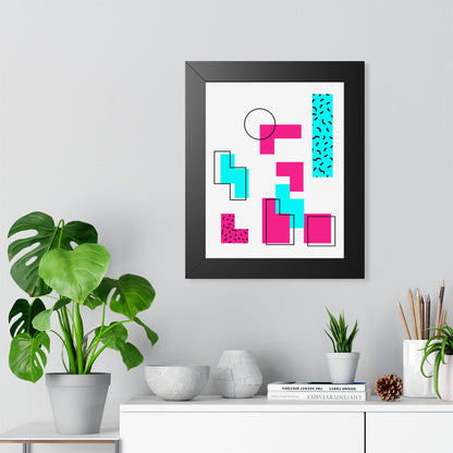 Retro Geometric Vibes - Framed Poster