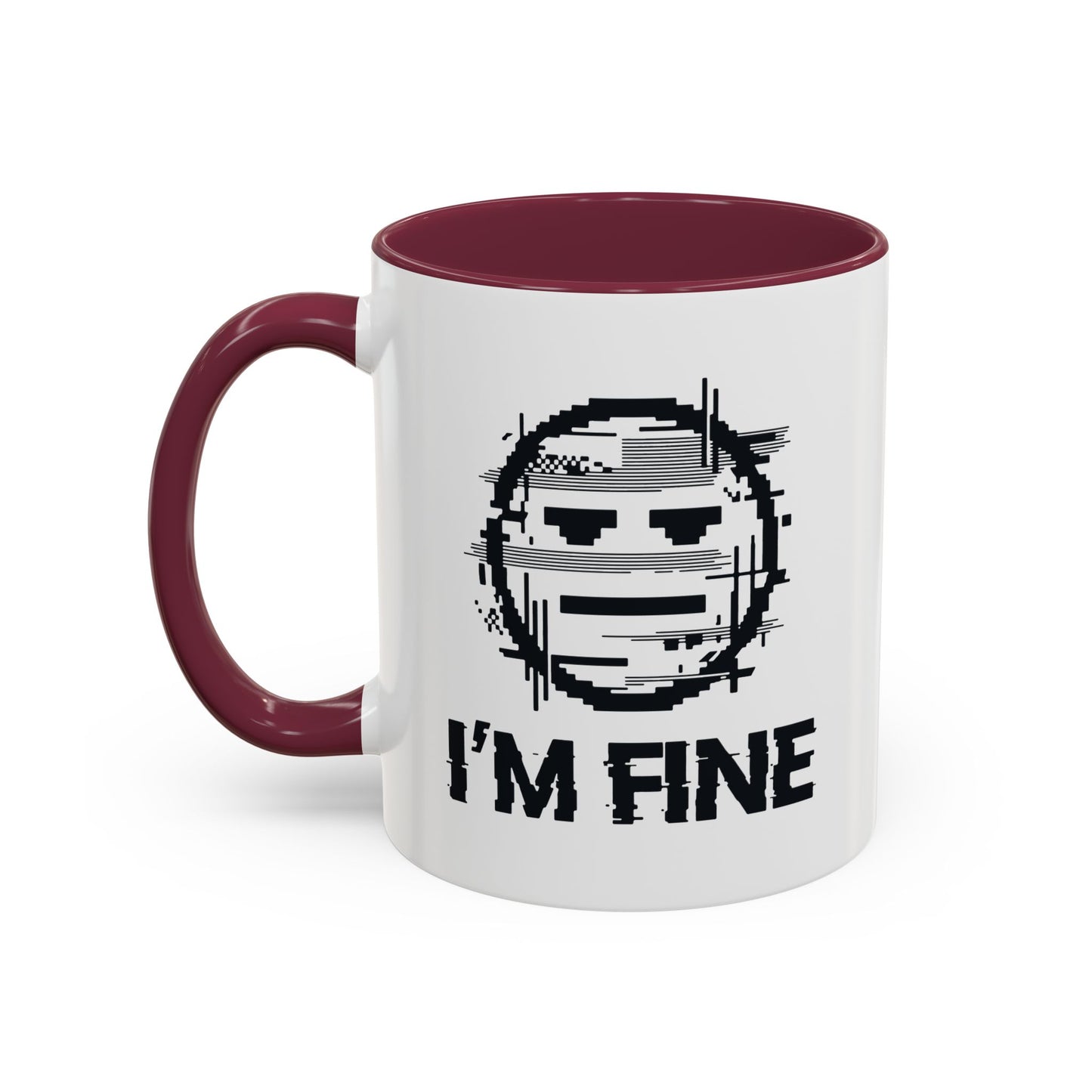 I’m Fine Glitched Smiley - Color Accent Mug