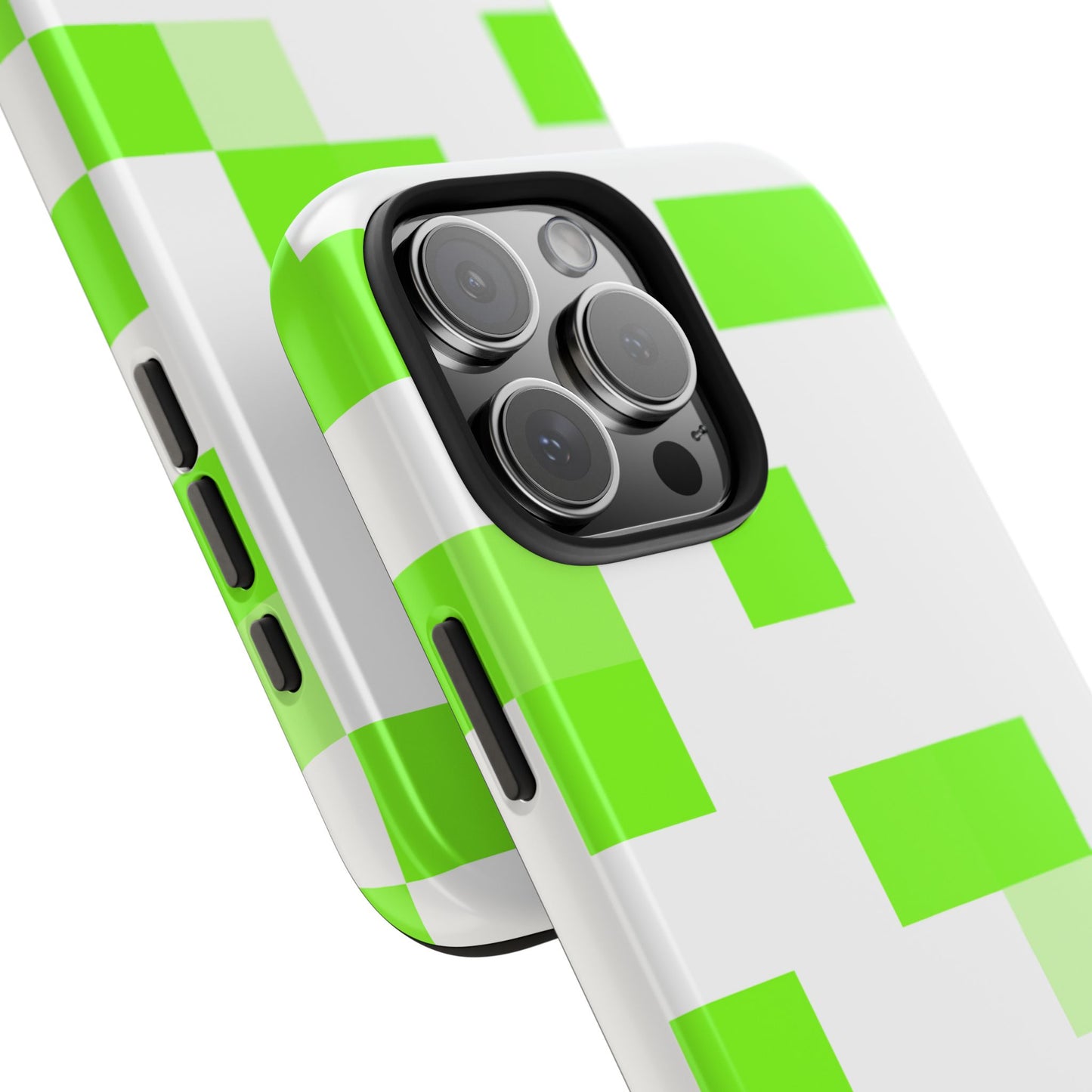 Lime Green Pixel Grid - Phone Case