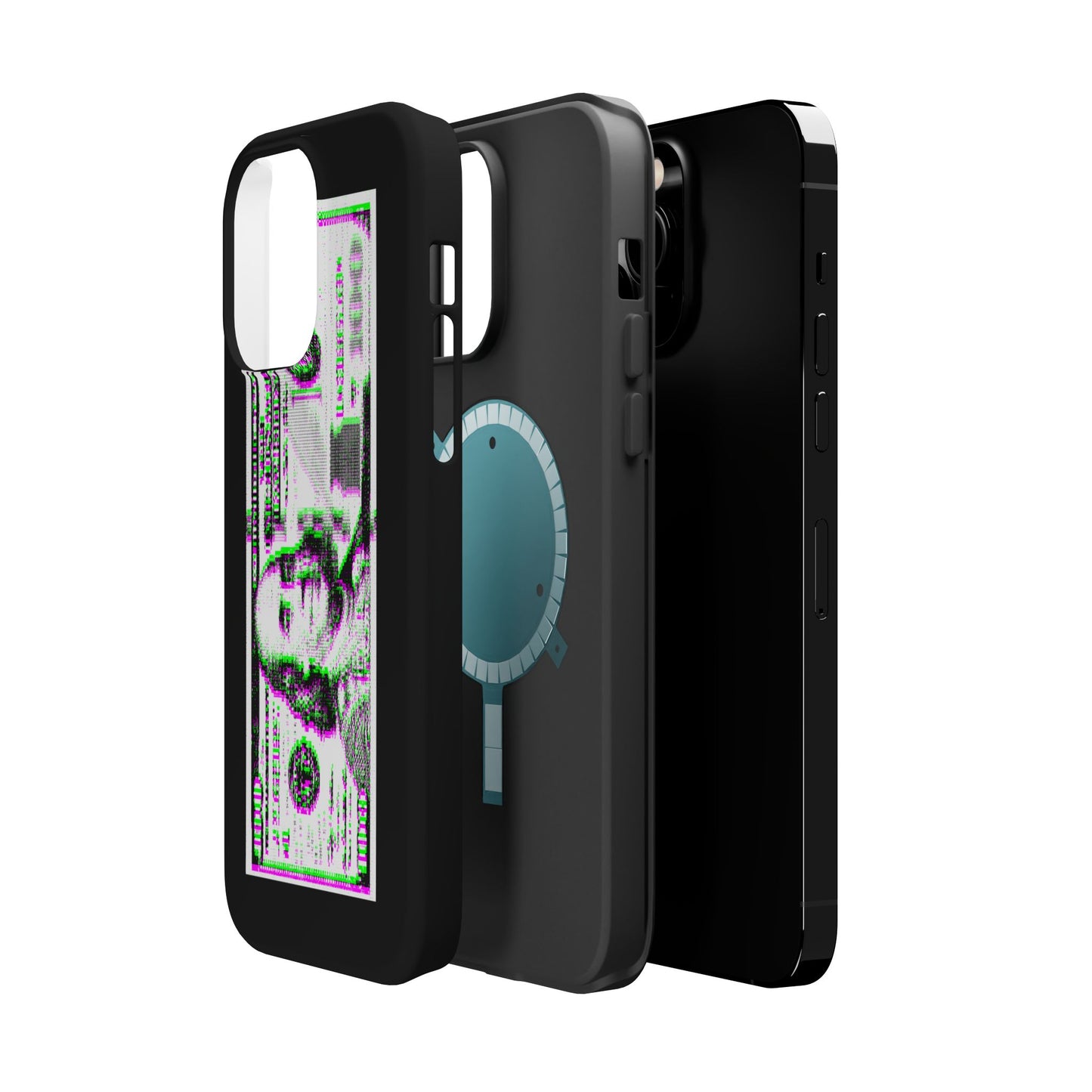 100 Dollars Bill - Green/Magenta Glitch - Magnetic Phone Case