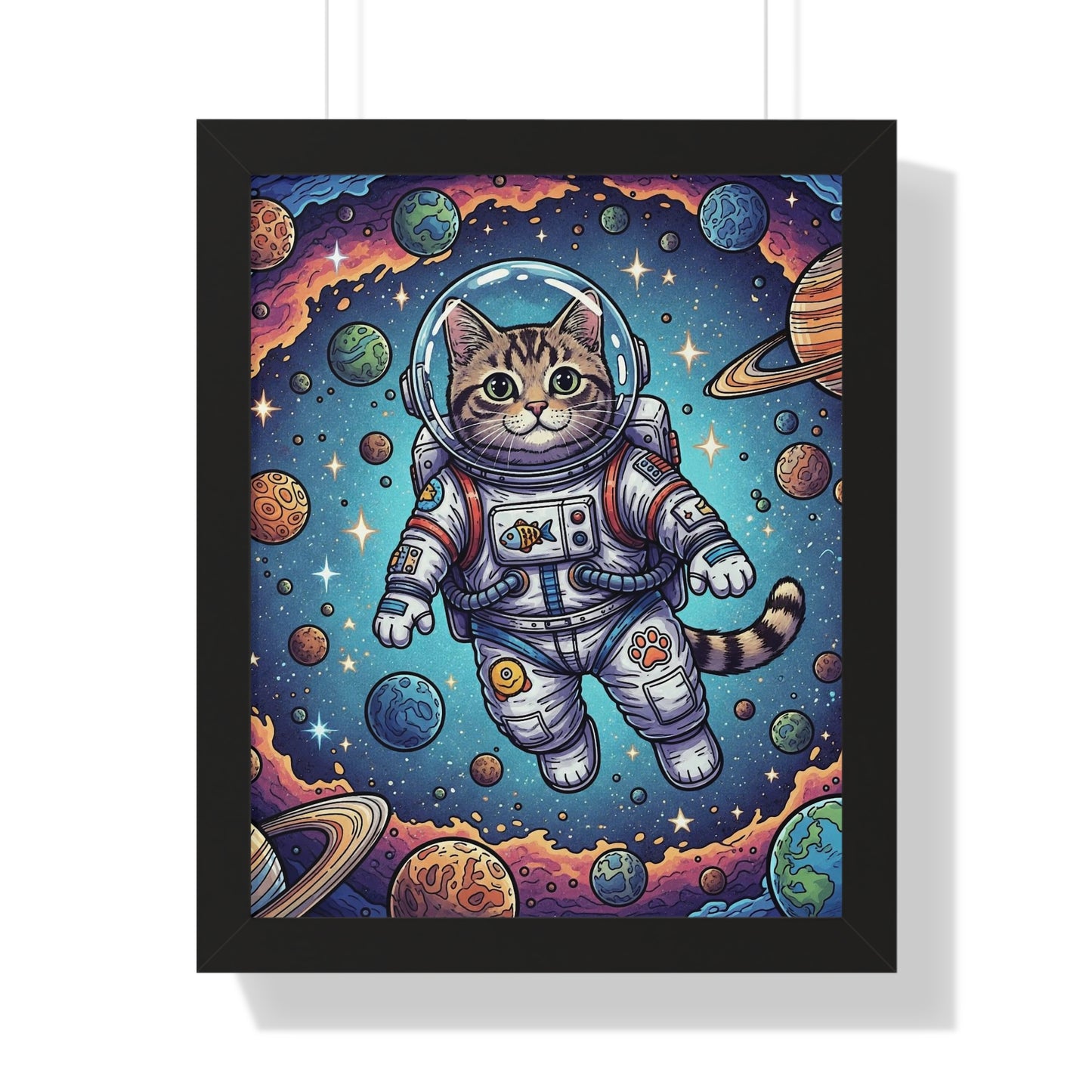 Astronaut Cat - Framed Poster