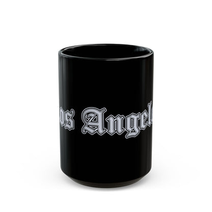 Los Angeles Black Mug - Trendy Coffee Cup for Urban Style Lovers, Gift for Travelers, Office Decor, Best Friend Gift, Unique Collectible - Silver Edition