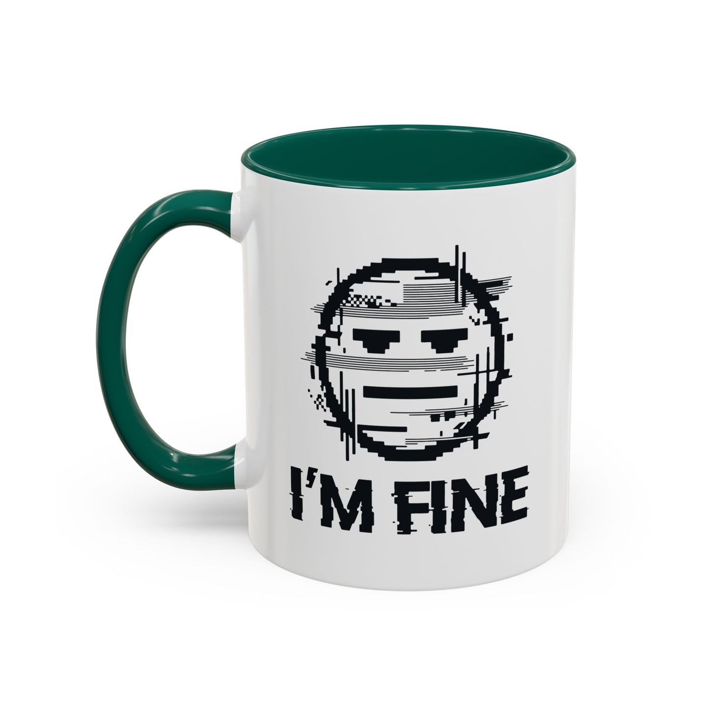 I’m Fine Glitched Smiley - Color Accent Mug