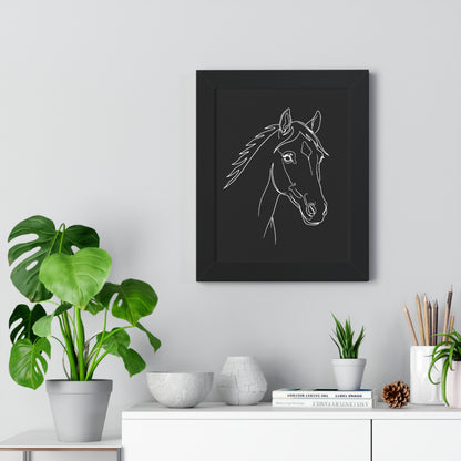 Horse Portrait Sketch - Framed Poster