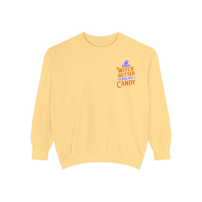 Witch Better Have My Candy Sweatshirt, Cozy Fall Sweatshirt, Halloween Gift, Unisex Pullover, Casual Fall Fashion, Festive Streetwear