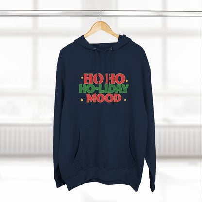 Festive Fleece Hoodie, Ho Ho Ho-liday Mood, Eye-catching Design for Holidays