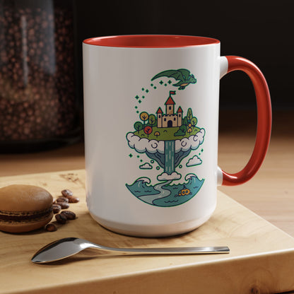 Floating Castle Dragon - Magical Fantasy Island - Color Accent Mug