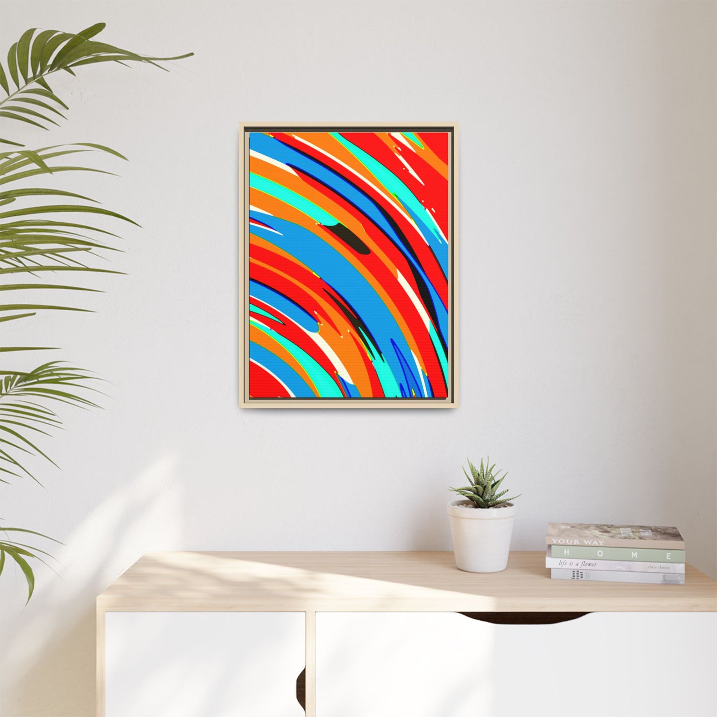 Abstract Rainbow Swirl Arc - Framed Canvas