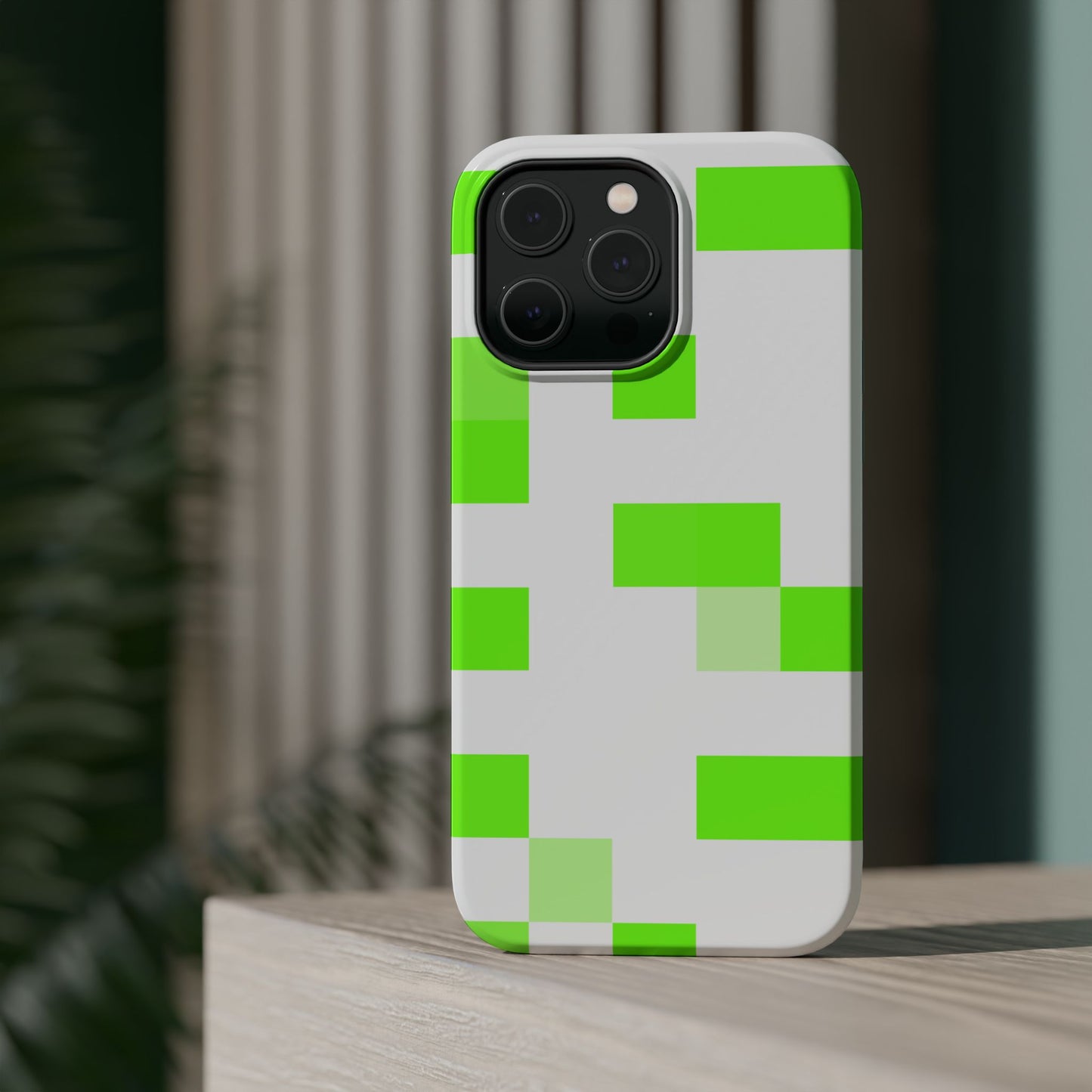 Lime Green Pixel Grid - Magnetic Phone Case