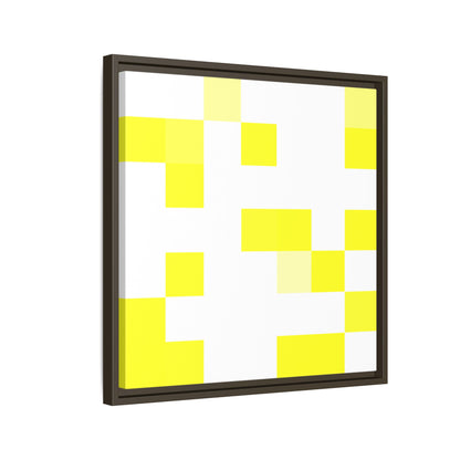Yellow Pixel Grid - Framed Canvas