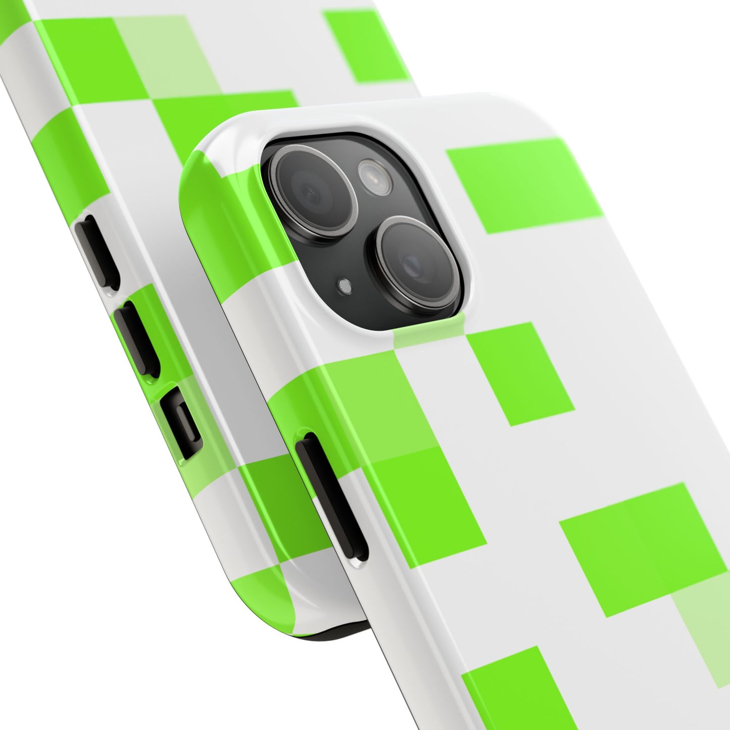 Lime Green Pixel Grid - Phone Case
