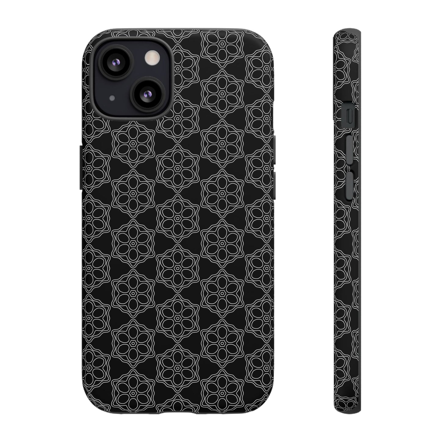 Geometric Pattern Phone Case, Dark Floral Case for Tough Protection, Stylish Smartphone Accessory, Gift for Tech Lovers, Trendy Mobile Cover