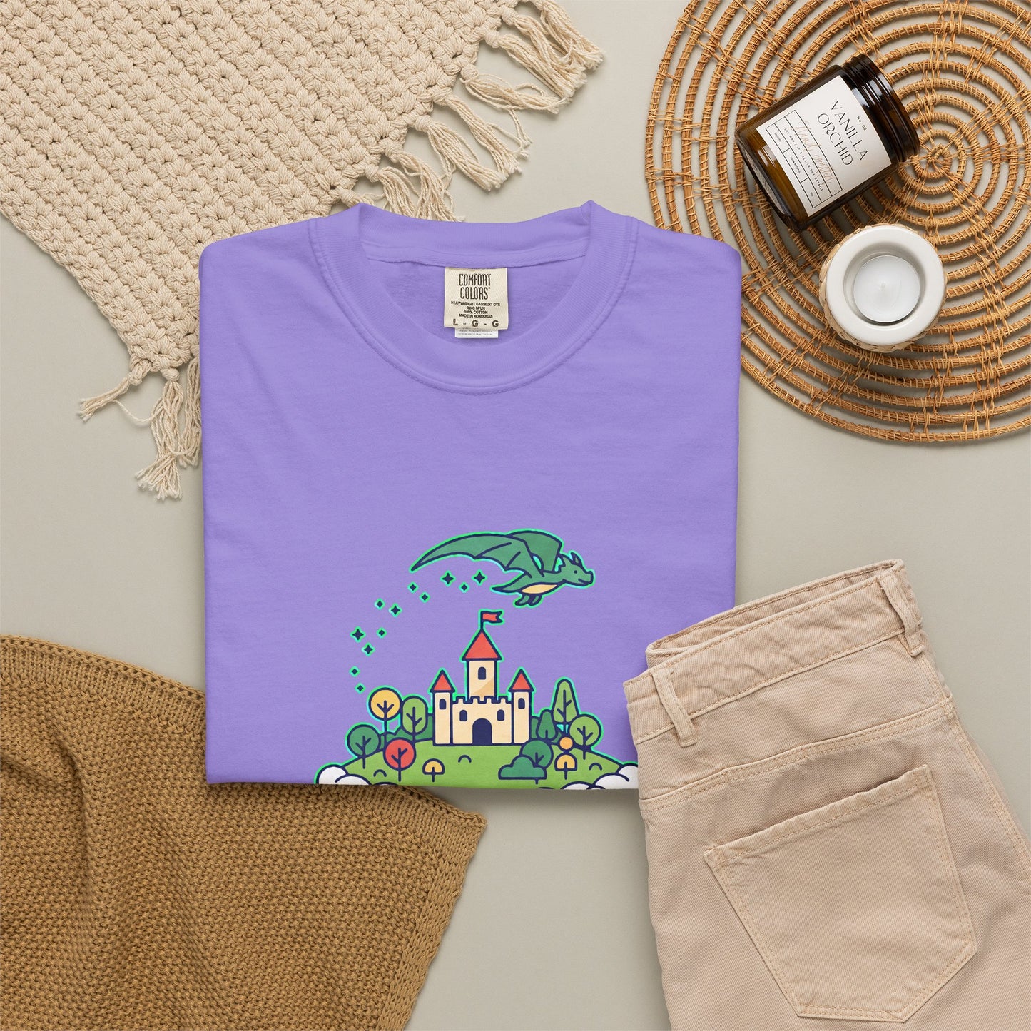 Floating Castle Dragon - Magical Fantasy Island - T-Shirt