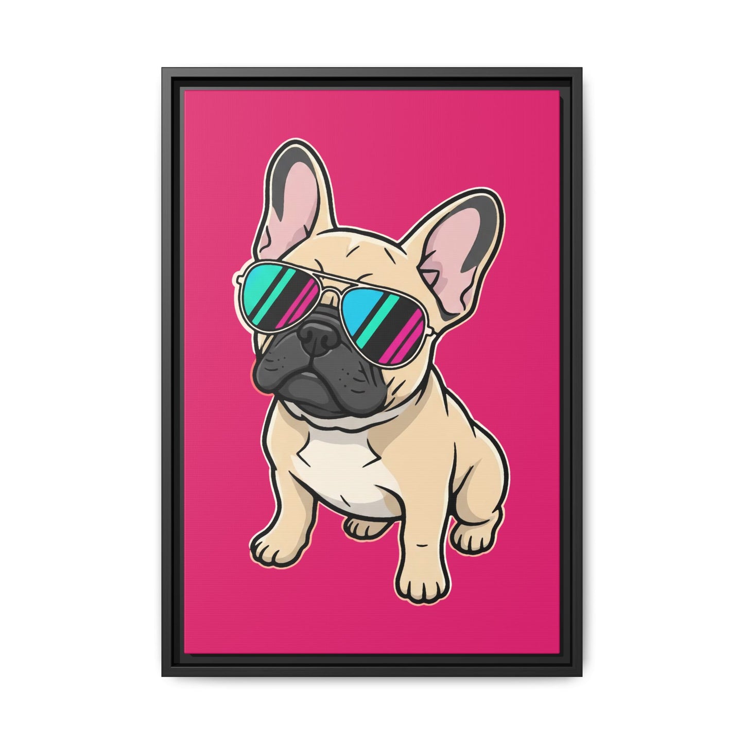 French Bulldog with Sunglasses - Framed Canvas