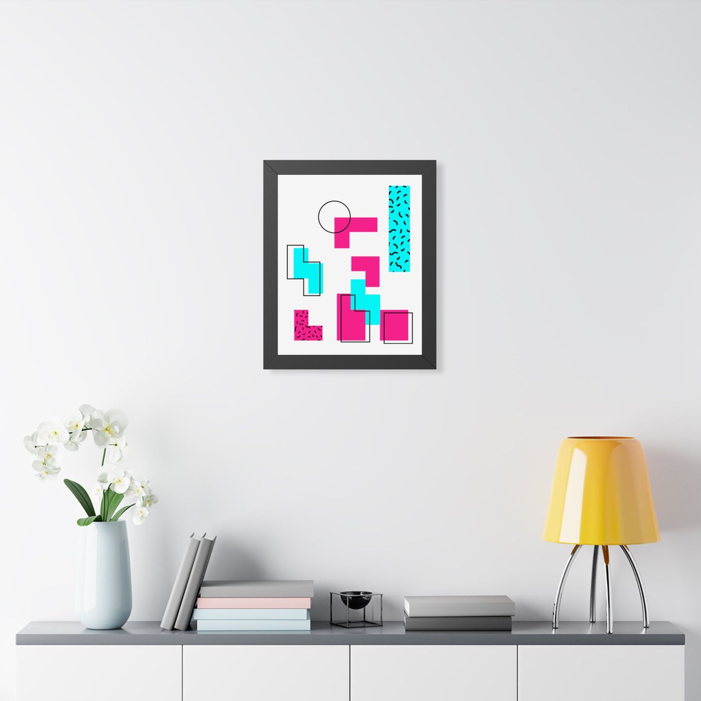 Retro Geometric Vibes - Framed Poster