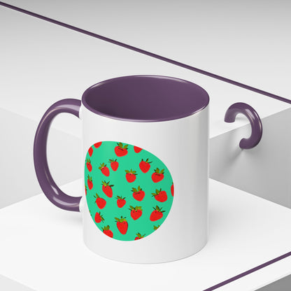 Strawberry Pattern - Color Accent Mug