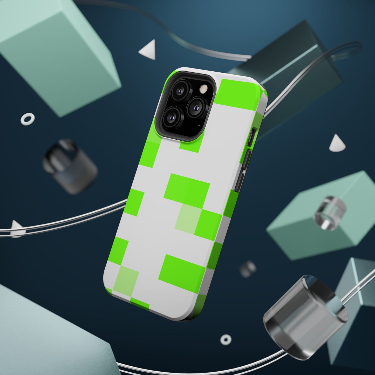 Lime Green Pixel Grid - Magnetic Phone Case