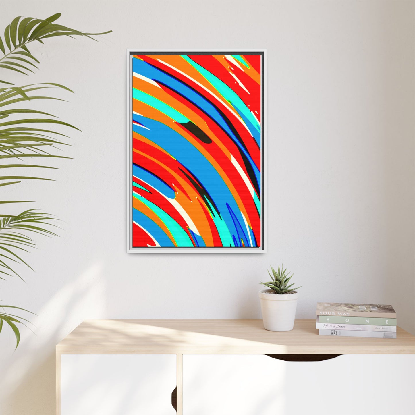 Abstract Rainbow Swirl Arc - Framed Canvas