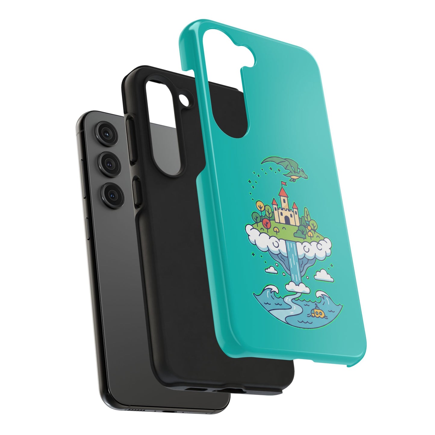 Floating Castle Dragon - Magical Fantasy Island - Phone Case
