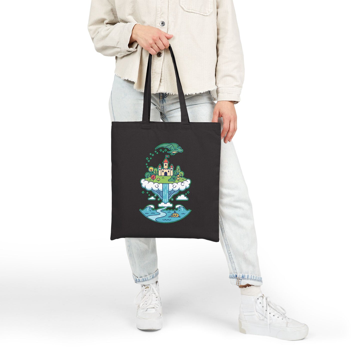 Floating Castle Dragon - Magical Fantasy Island - Tote Bag