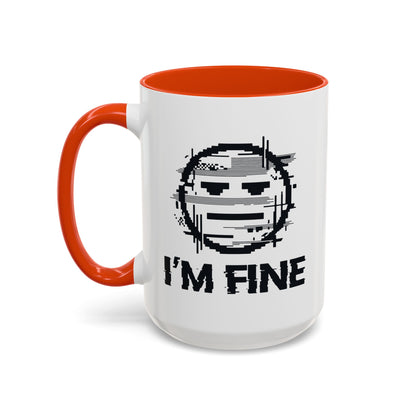I’m Fine Glitched Smiley - Color Accent Mug