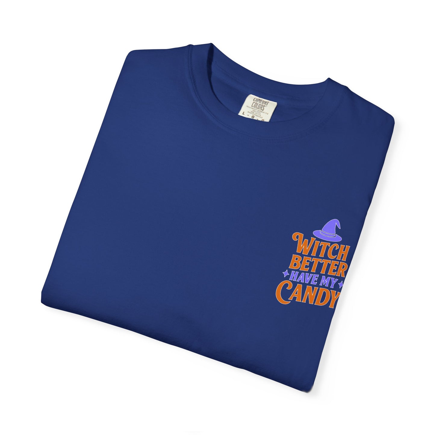 Halloween Candy T-shirt, Unisex Garment-Dyed T-shirt, Spooky Season Apparel, Fall Fashion, Trick or Treat Shirt, Cute Halloween Tee