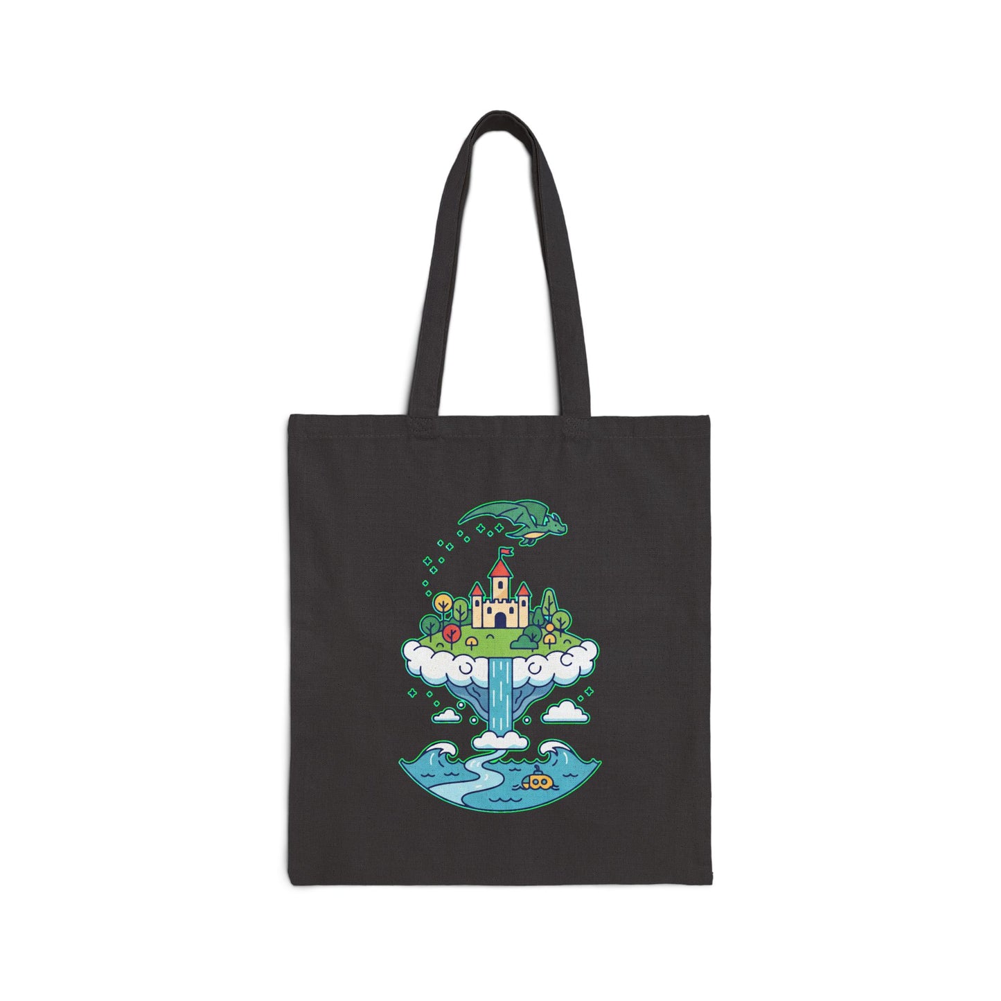 Floating Castle Dragon - Magical Fantasy Island - Tote Bag