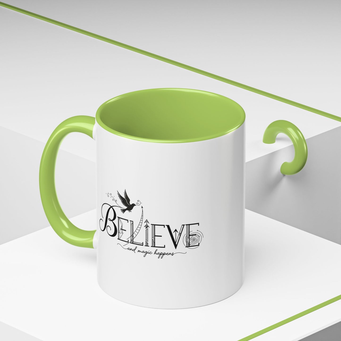 Believe and Magic Happens - Color Accent Mug