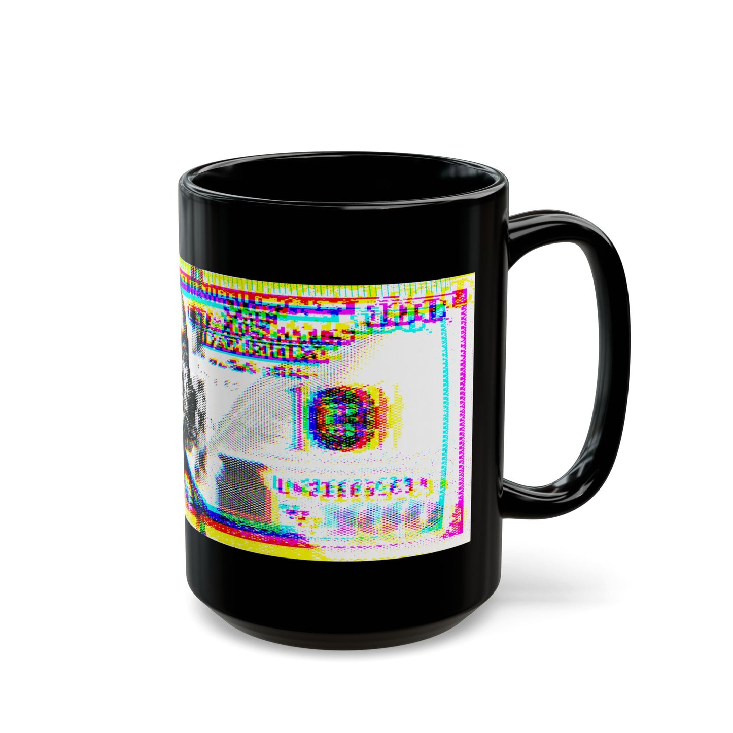 100 Dollars Bill - Neon Color Explosion - Black Mug