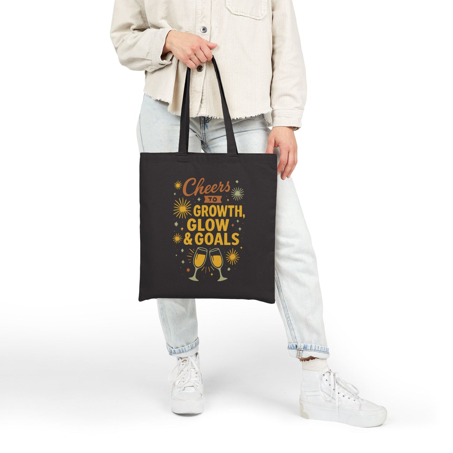 Cheers to Growth, Glow & Goals - Canvas Tote Bag