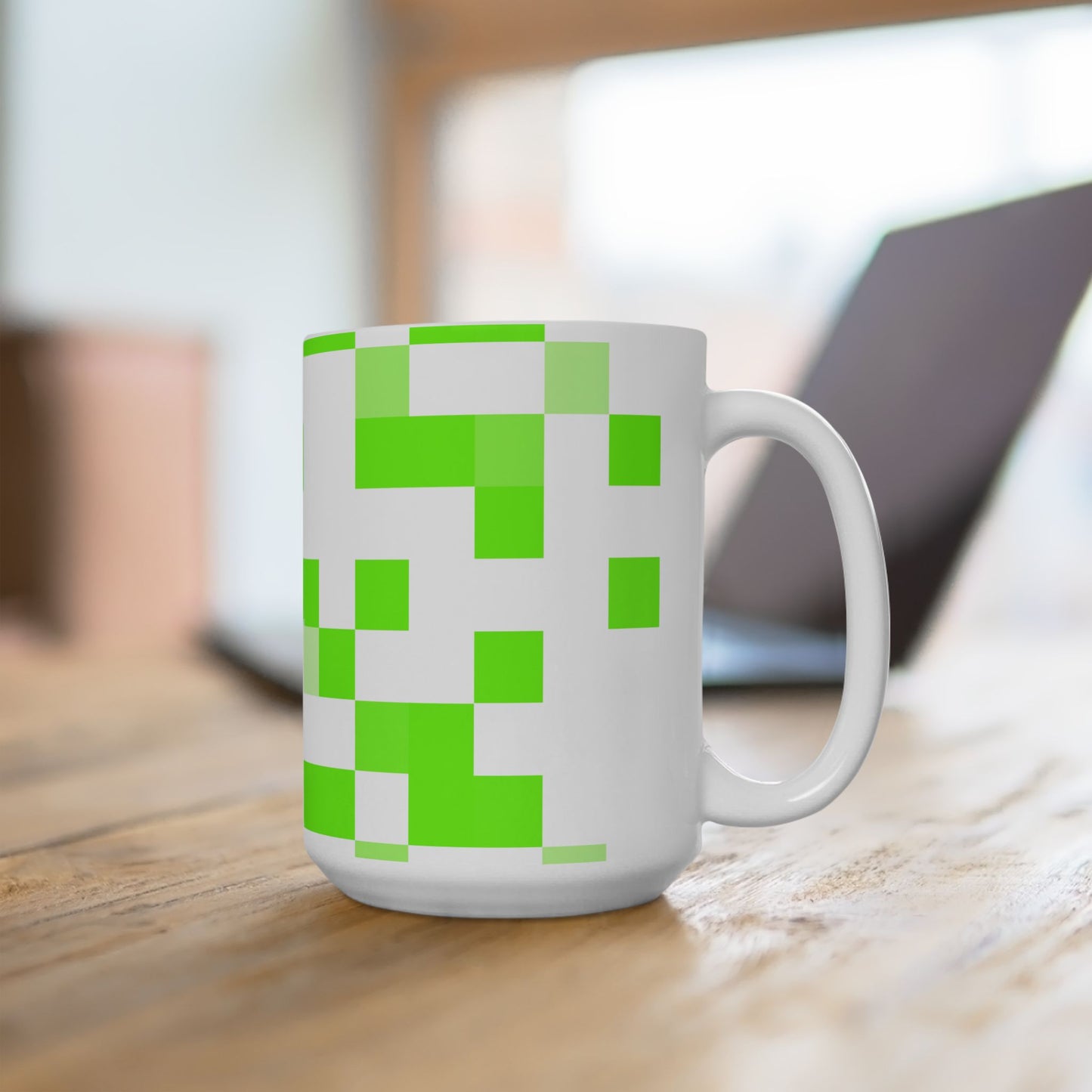 Lime Green Pixel Grid - Mug
