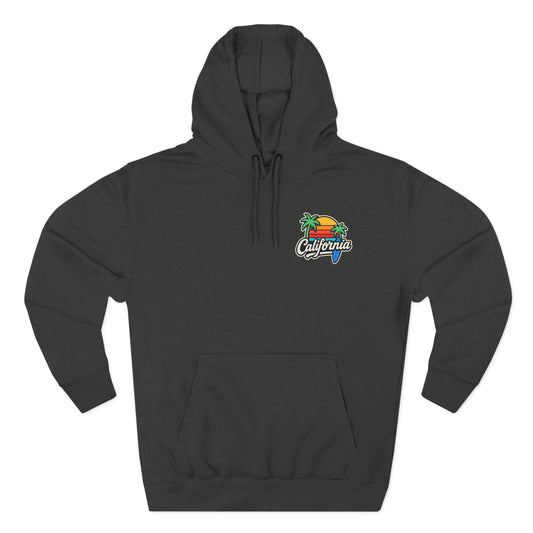California Sunset Fleece Hoodie, Cozy Streetwear, Beach Vibes, Gift for Her, Summer Outfit, Travel Apparel
