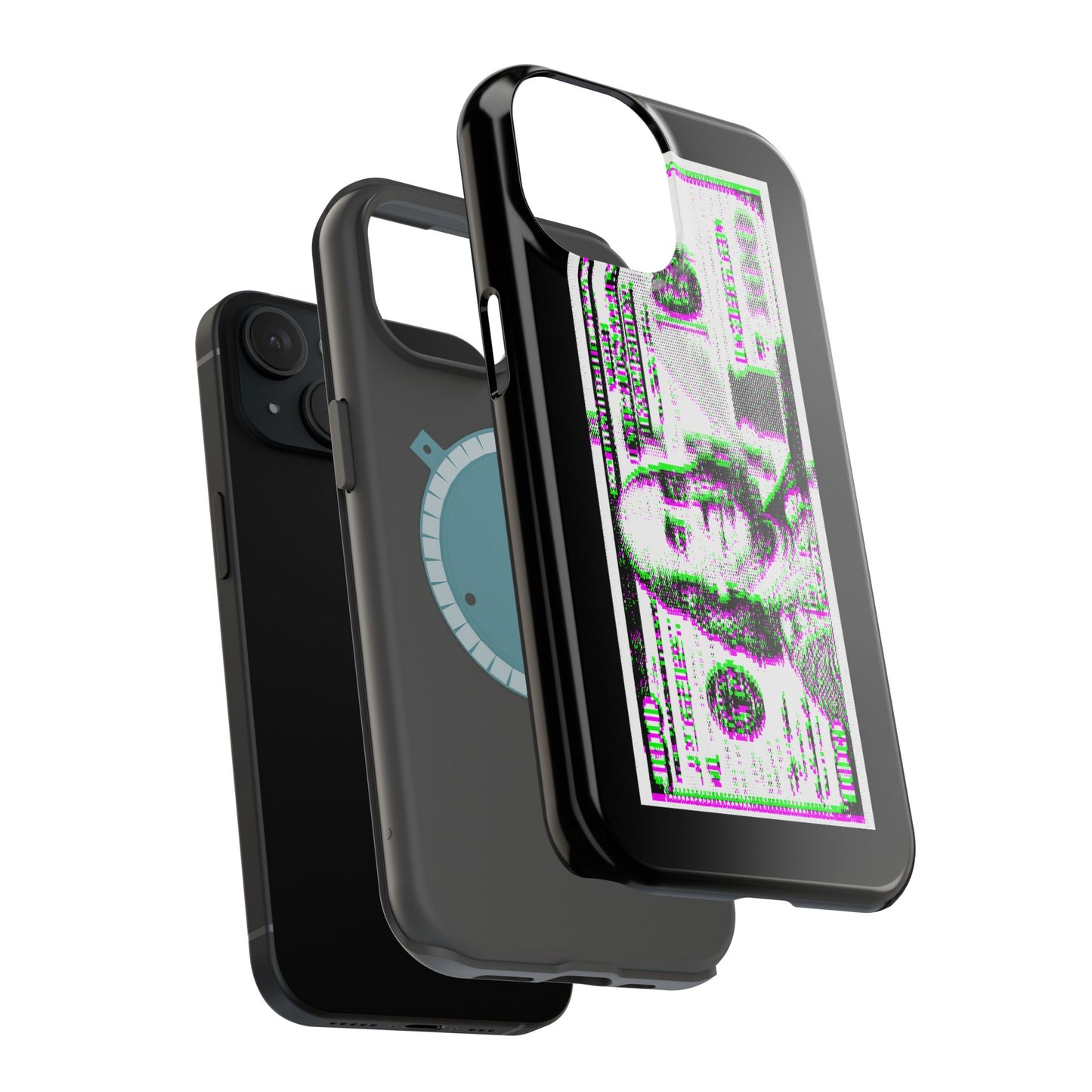 100 Dollars Bill - Green/Magenta Glitch - Magnetic Phone Case