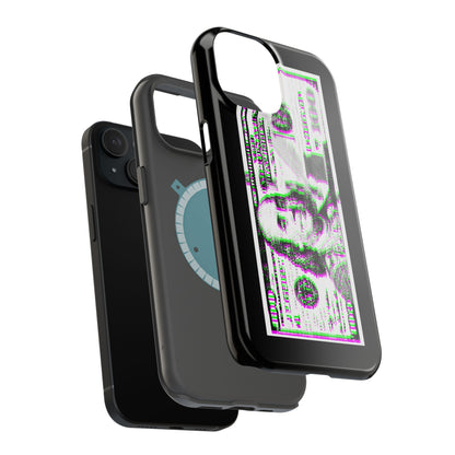 100 Dollars Bill - Green/Magenta Glitch - Magnetic Phone Case