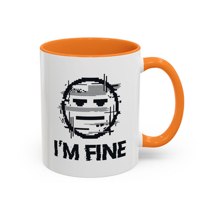 I’m Fine Glitched Smiley - Color Accent Mug