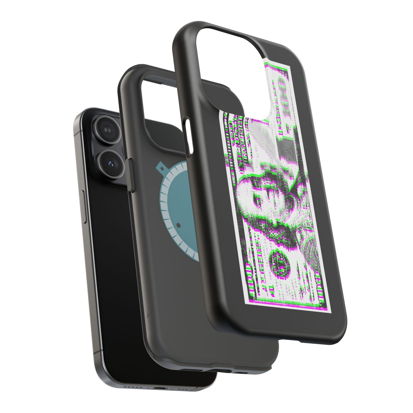 100 Dollars Bill - Green/Magenta Glitch - Magnetic Phone Case