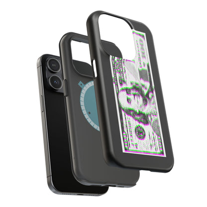 100 Dollars Bill - Green/Magenta Glitch - Magnetic Phone Case