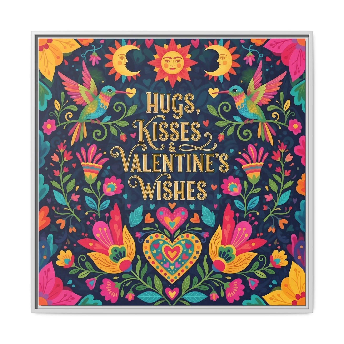 Hugs, Kisses & Valentine’s Wishes - Framed Canvas