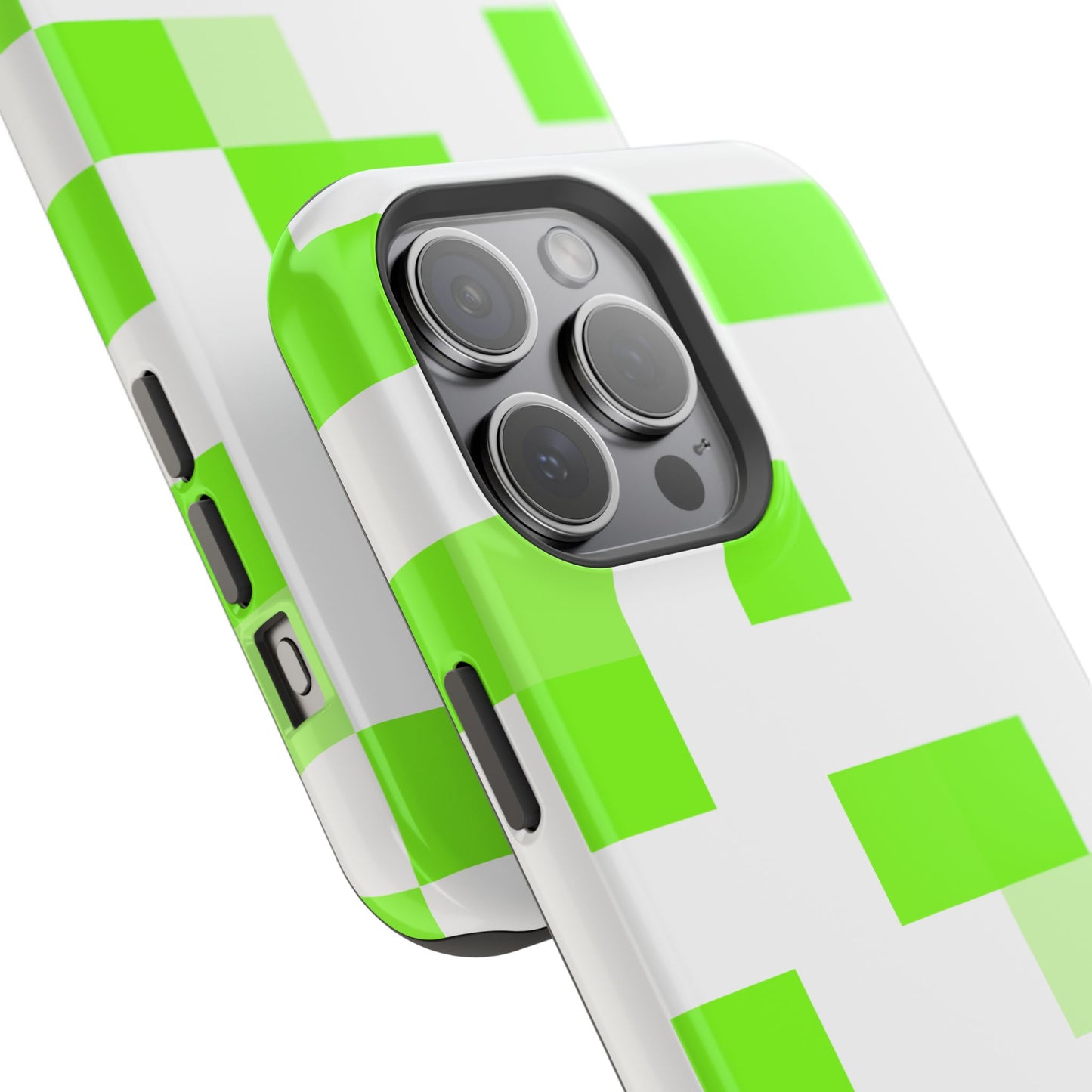 Lime Green Pixel Grid - Magnetic Phone Case