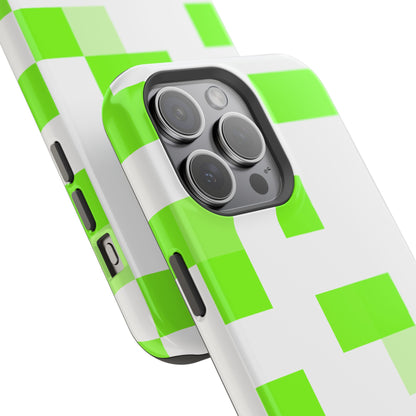 Lime Green Pixel Grid - Magnetic Phone Case
