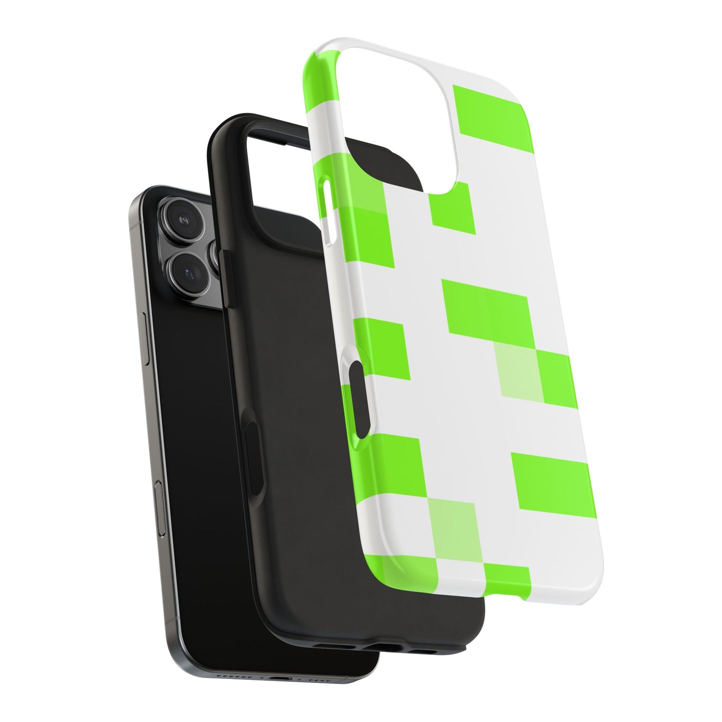 Lime Green Pixel Grid - Phone Case