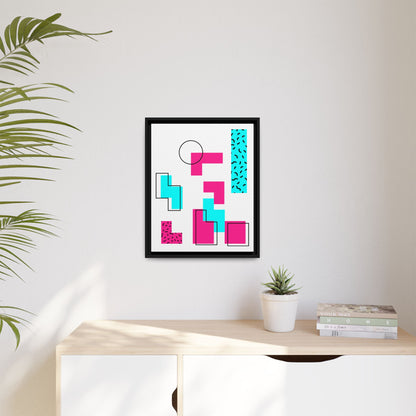Retro Geometric Vibes - Framed Canvas
