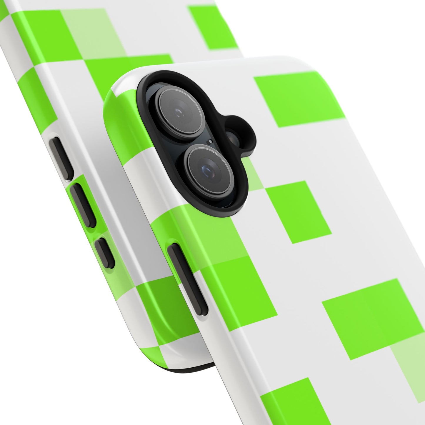 Lime Green Pixel Grid - Phone Case