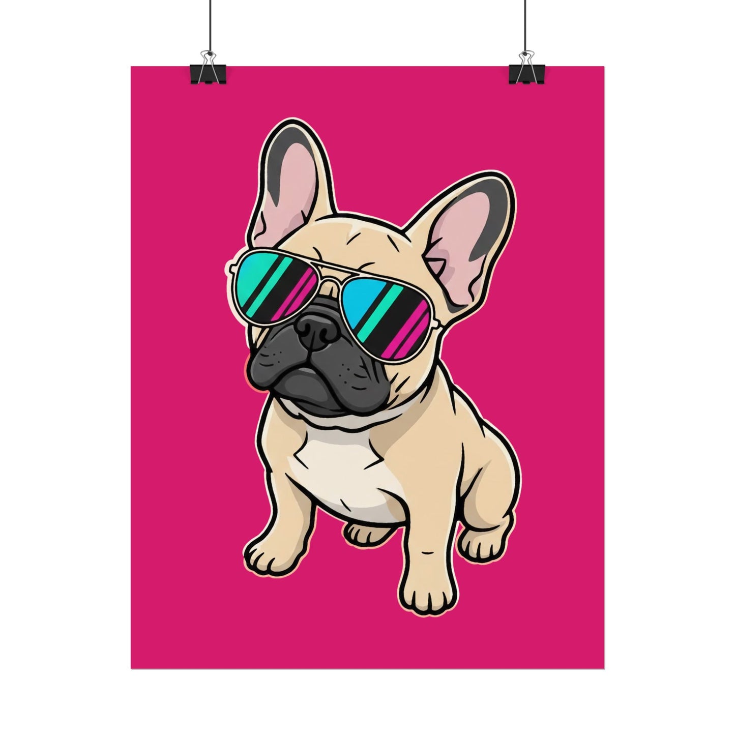 French Bulldog with Sunglasses - Poster