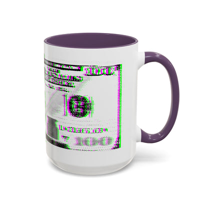 100 Dollars Bill - Green/Magenta Glitch - Color Accent Mug
