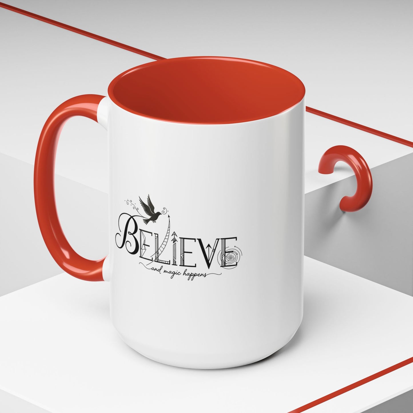 Believe and Magic Happens - Color Accent Mug