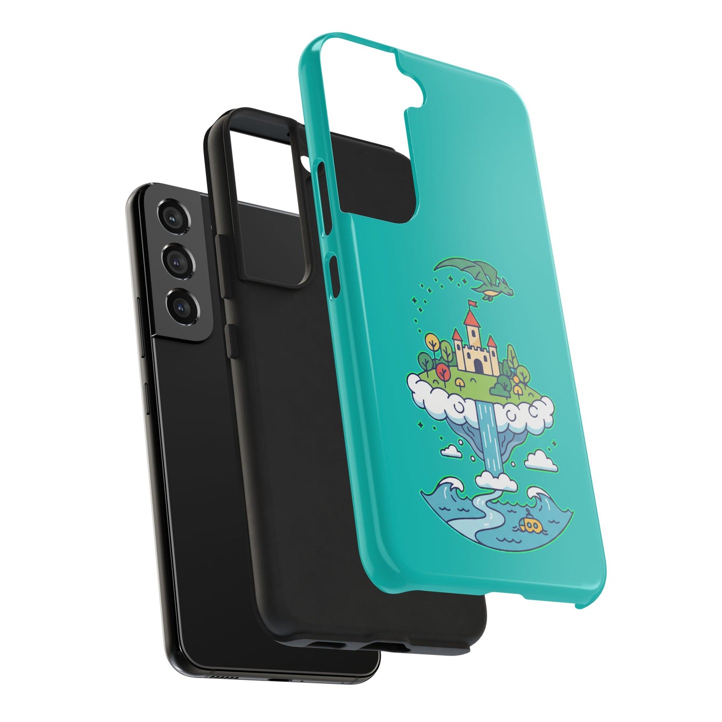 Floating Castle Dragon - Magical Fantasy Island - Phone Case