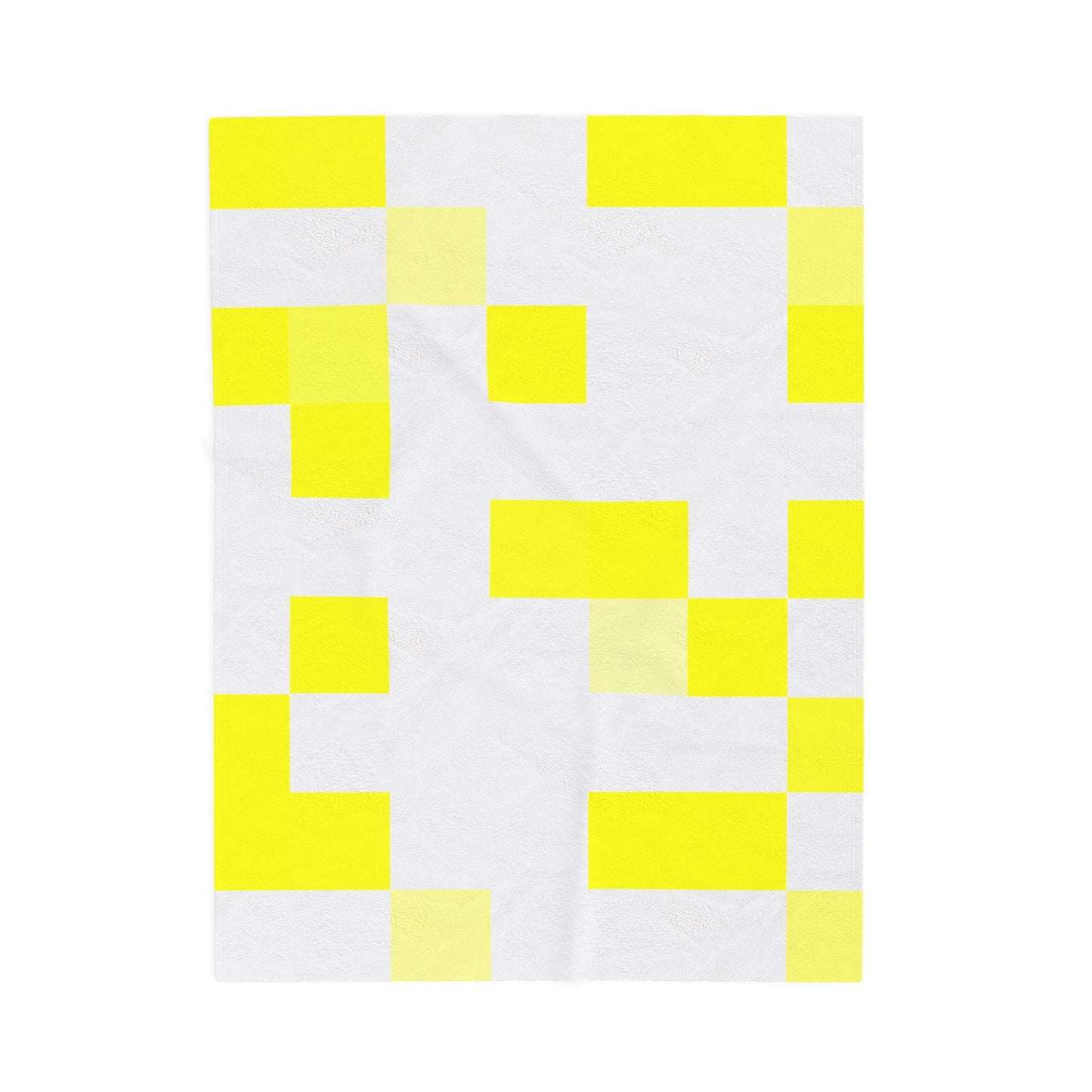 Yellow Pixel Grid - Plush Blanket