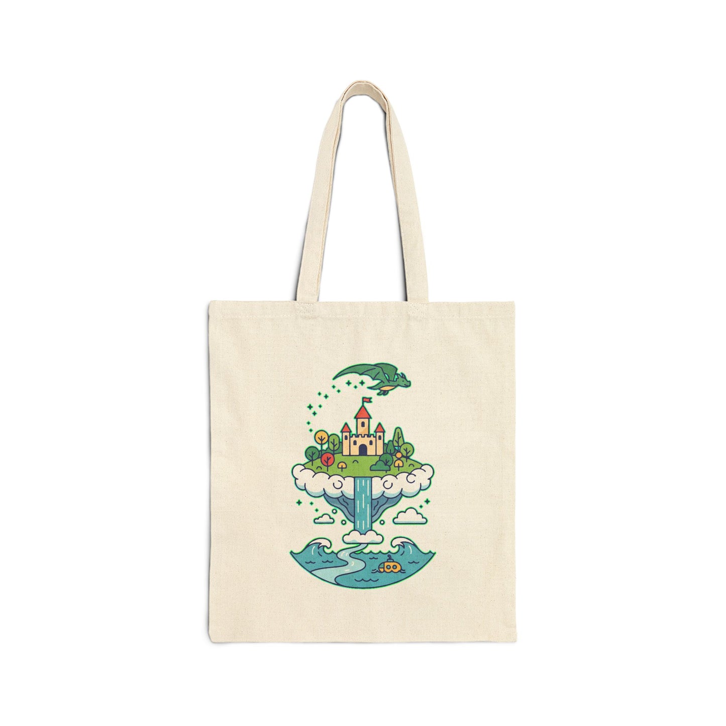 Floating Castle Dragon - Magical Fantasy Island - Tote Bag