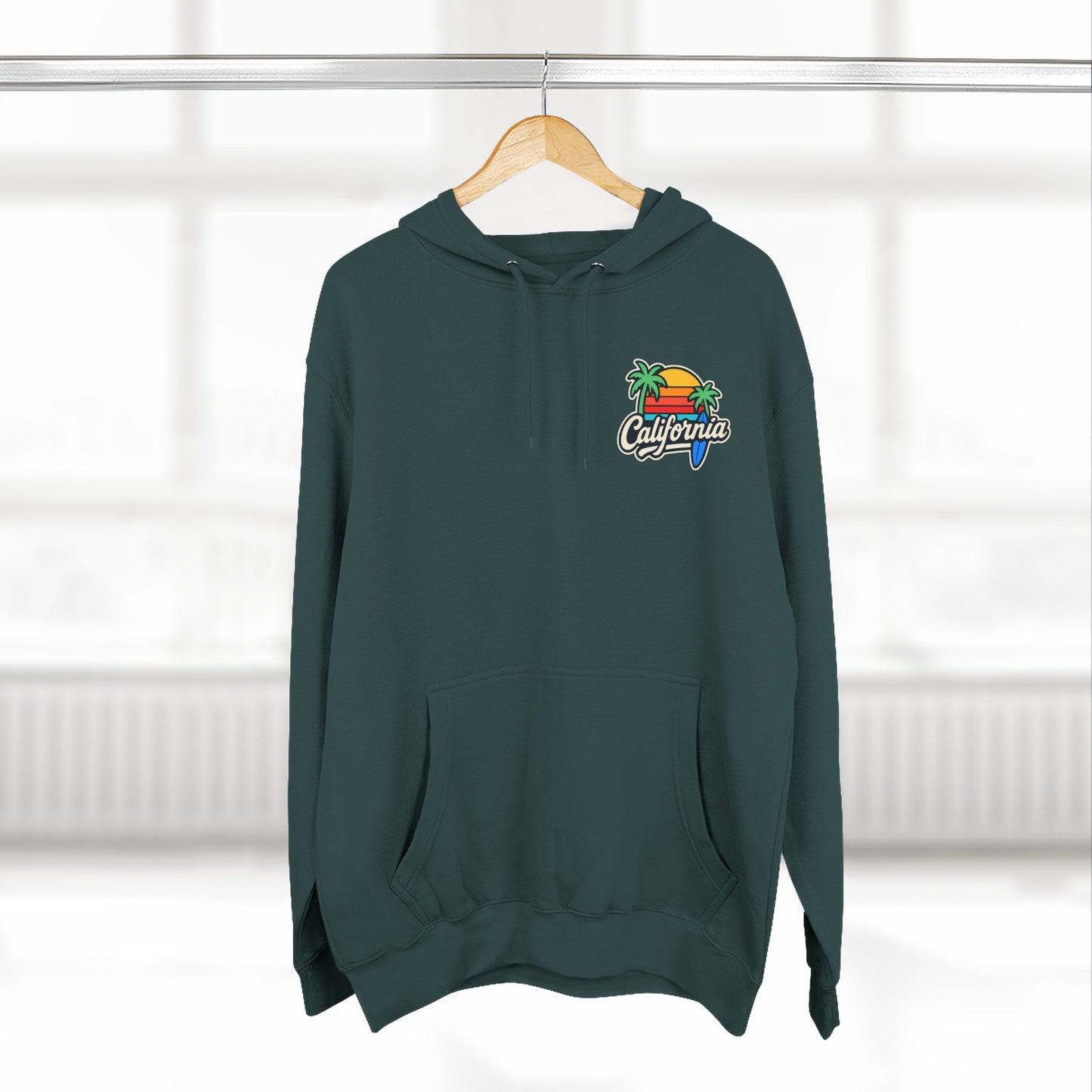 California Sunset Fleece Hoodie, Cozy Streetwear, Beach Vibes, Gift for Her, Summer Outfit, Travel Apparel